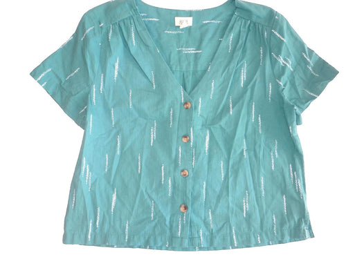 Ana Women's Short Sleeve Button Front Top - 3x