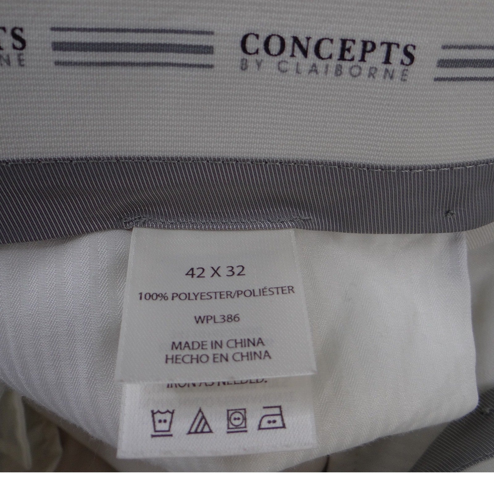 Concepts by Claiborne Beige Straight Leg Trousers Mens 42x31 Flat Front Pants