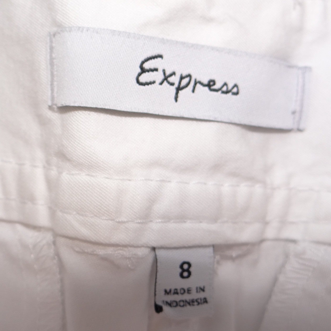 Express White Straight Leg Trousers Womens Size 8 Mid Rise Cotton Blend Pants
