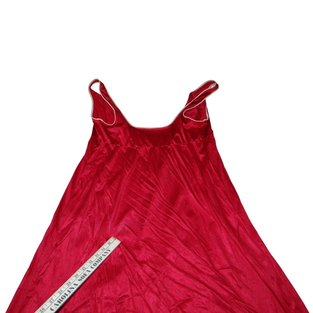 Vintage 2 pc Red Satin Nightgown Slip Loungewear Size 34 S Made in USA