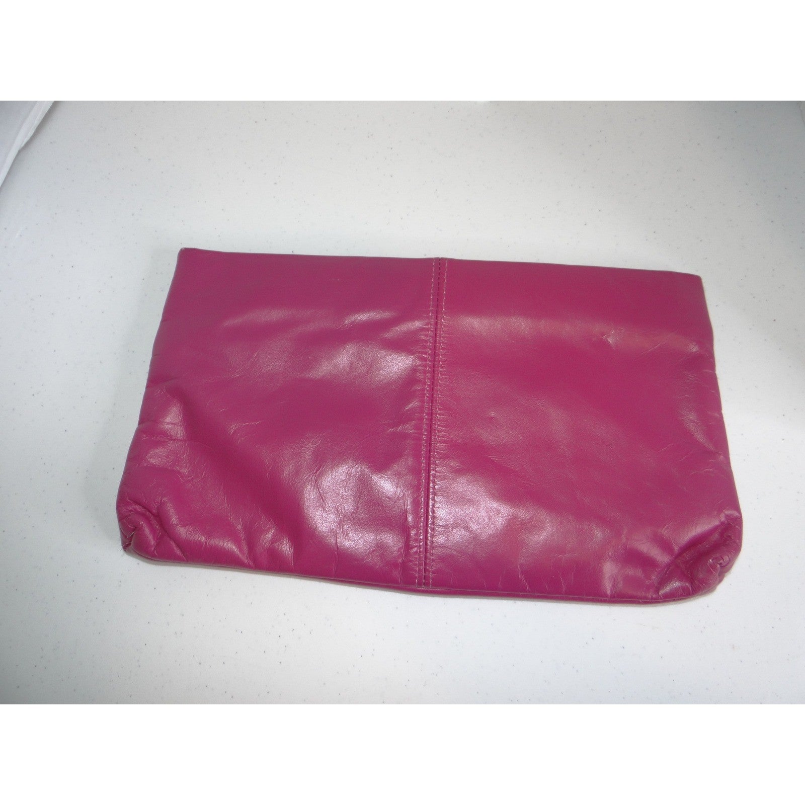 Vintage Magenta Pink Leather Gathered Clutch Bag with Hideaway Strap Retro 2746