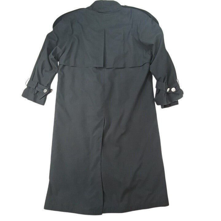 Classic Double Breasted Trench Coat Black Long Sleeve Belted Collar