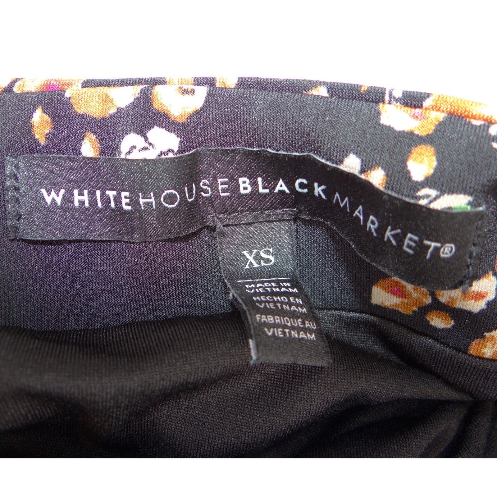 White House Black Market Ruched Floral Leopard Midi Skirt Black XS