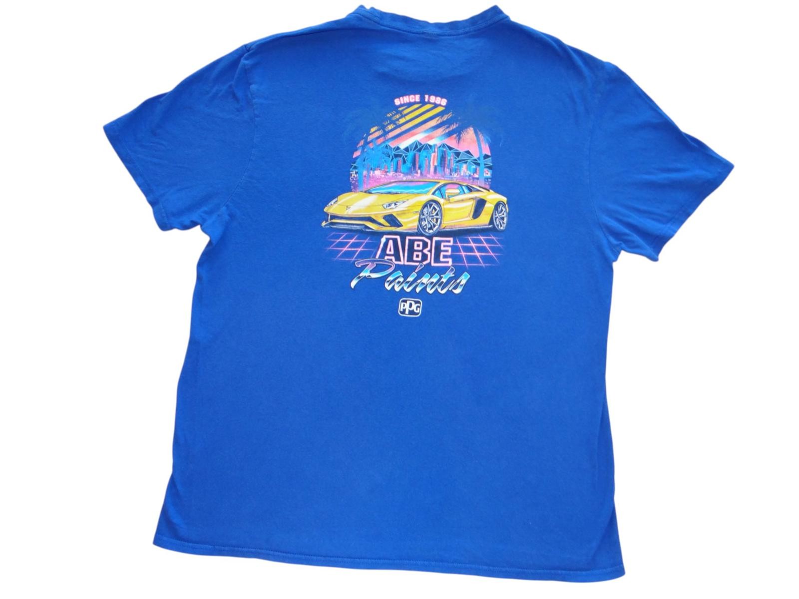 Vintage Inspired 1986 Abe Paints Graphic Tee - Bright Blue abe paints