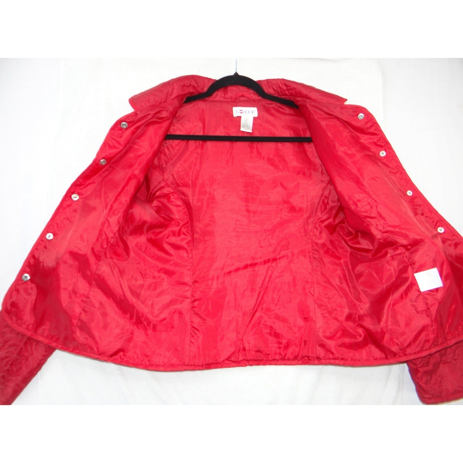 Vintage JG Hook Red Quilted Floral Rose Snap Front Jacket Womens Size Medium