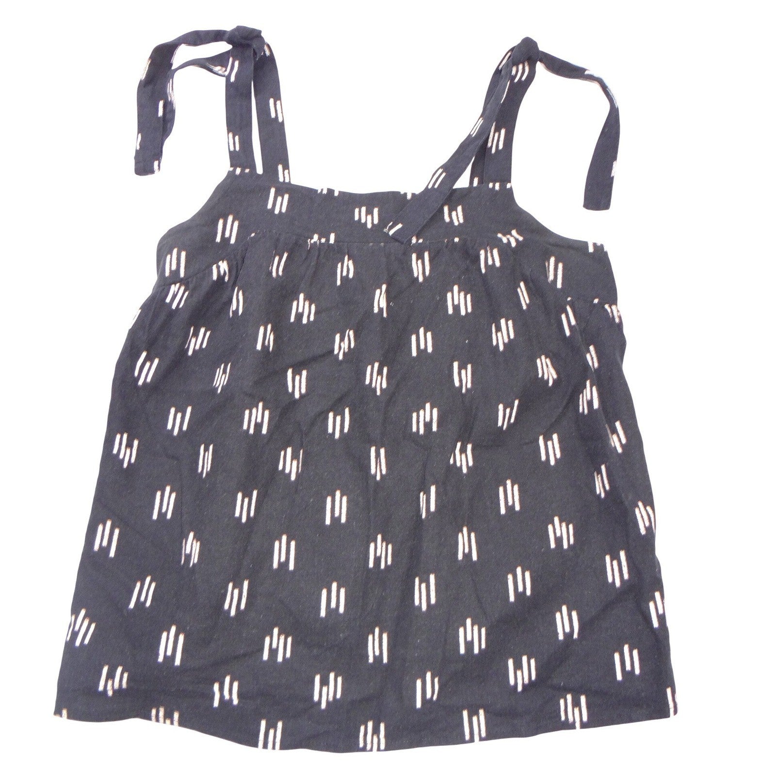 Sonoma Goods For Life Womens Medium Tie Shoulder Dash Print Camisole Top Black