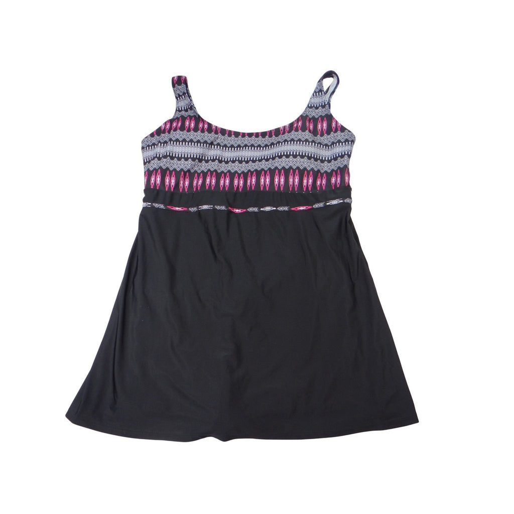 DANIFY Women's Black Swim Dress Skirtini Floral Tummy Control Size 58