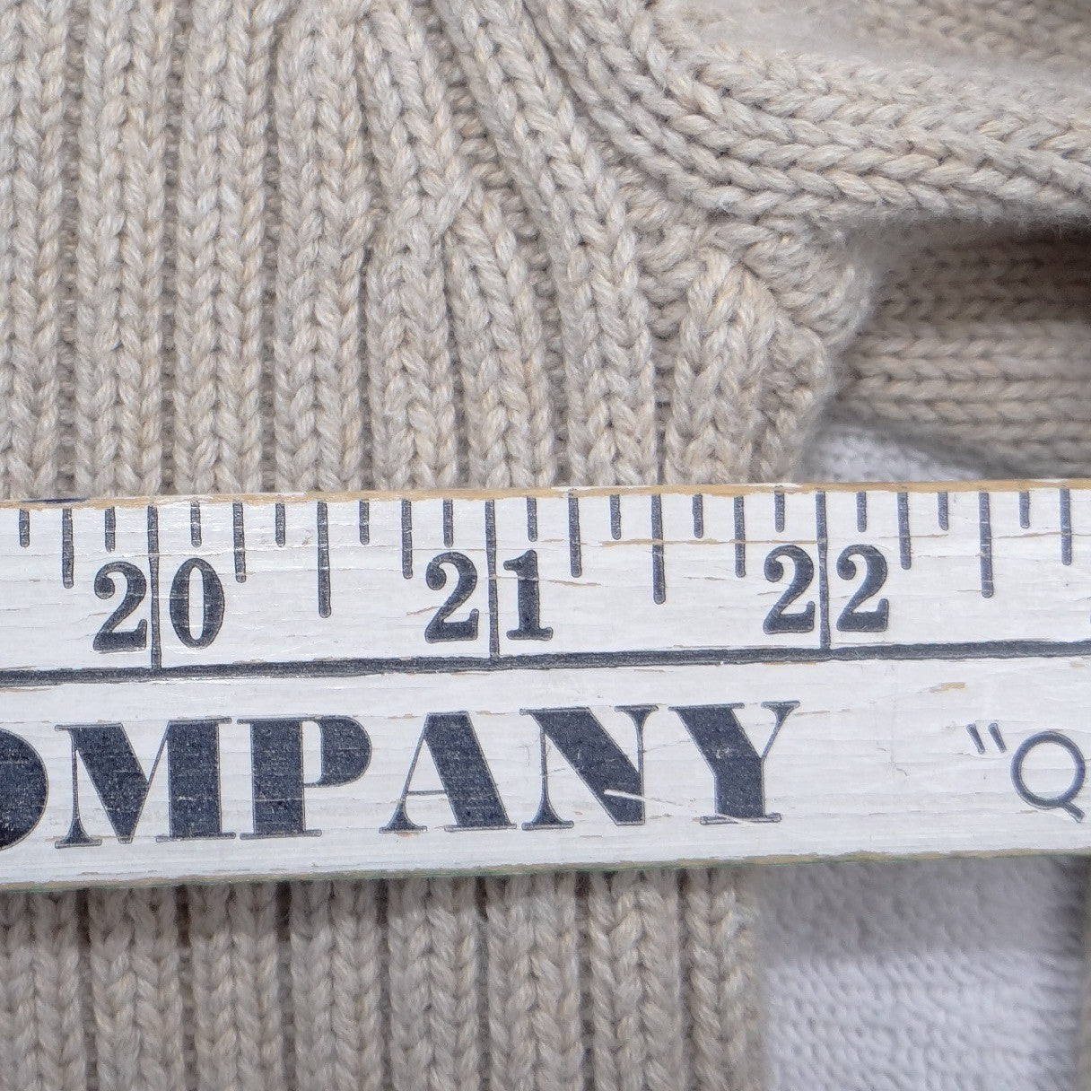 Lands End Mens XL Full Zip Ribbed Cardigan Sweater Oatmeal Beige Mock Neck