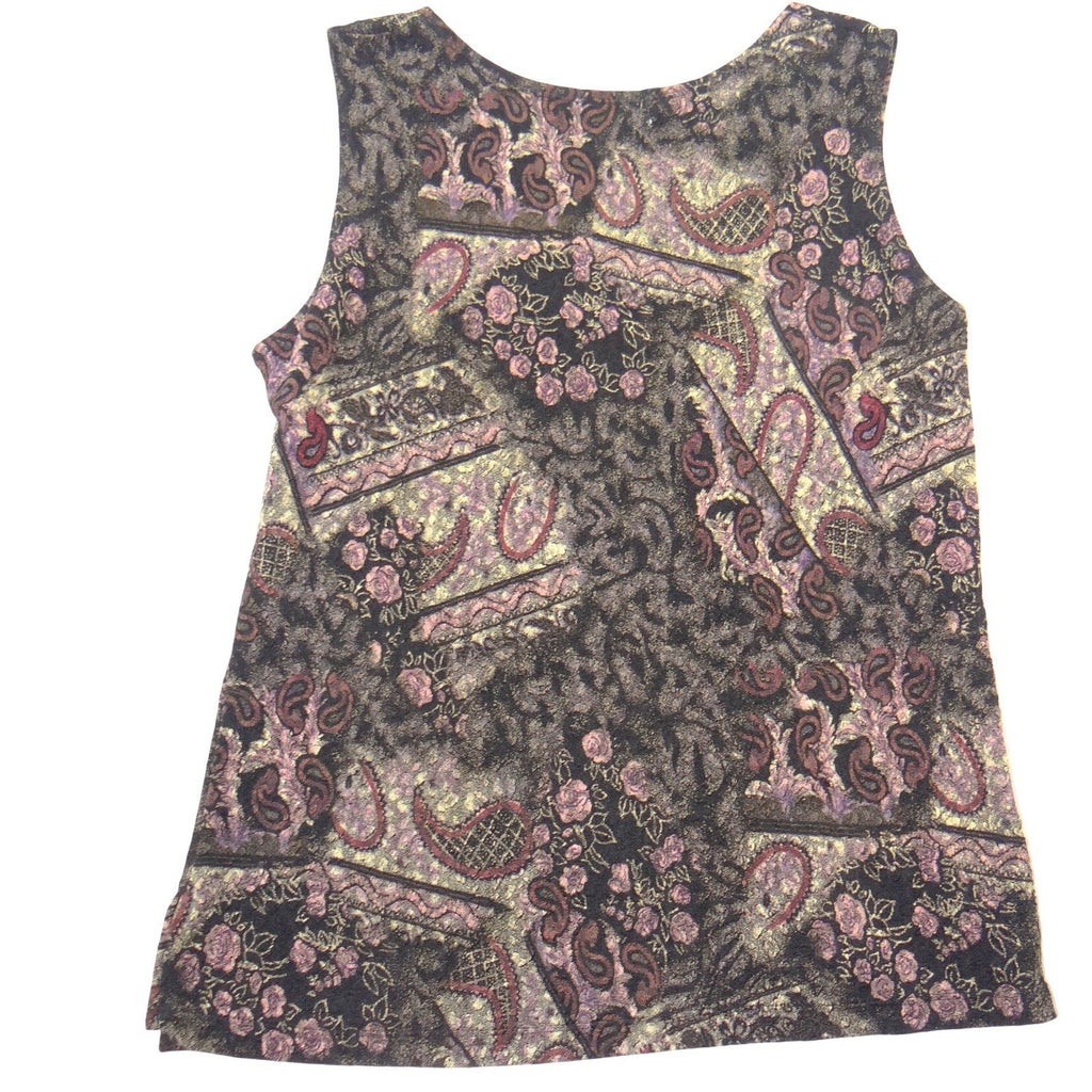 Choices Womens Purple Paisley Floral 2 Piece Cardigan and Tank Set M Stretchy