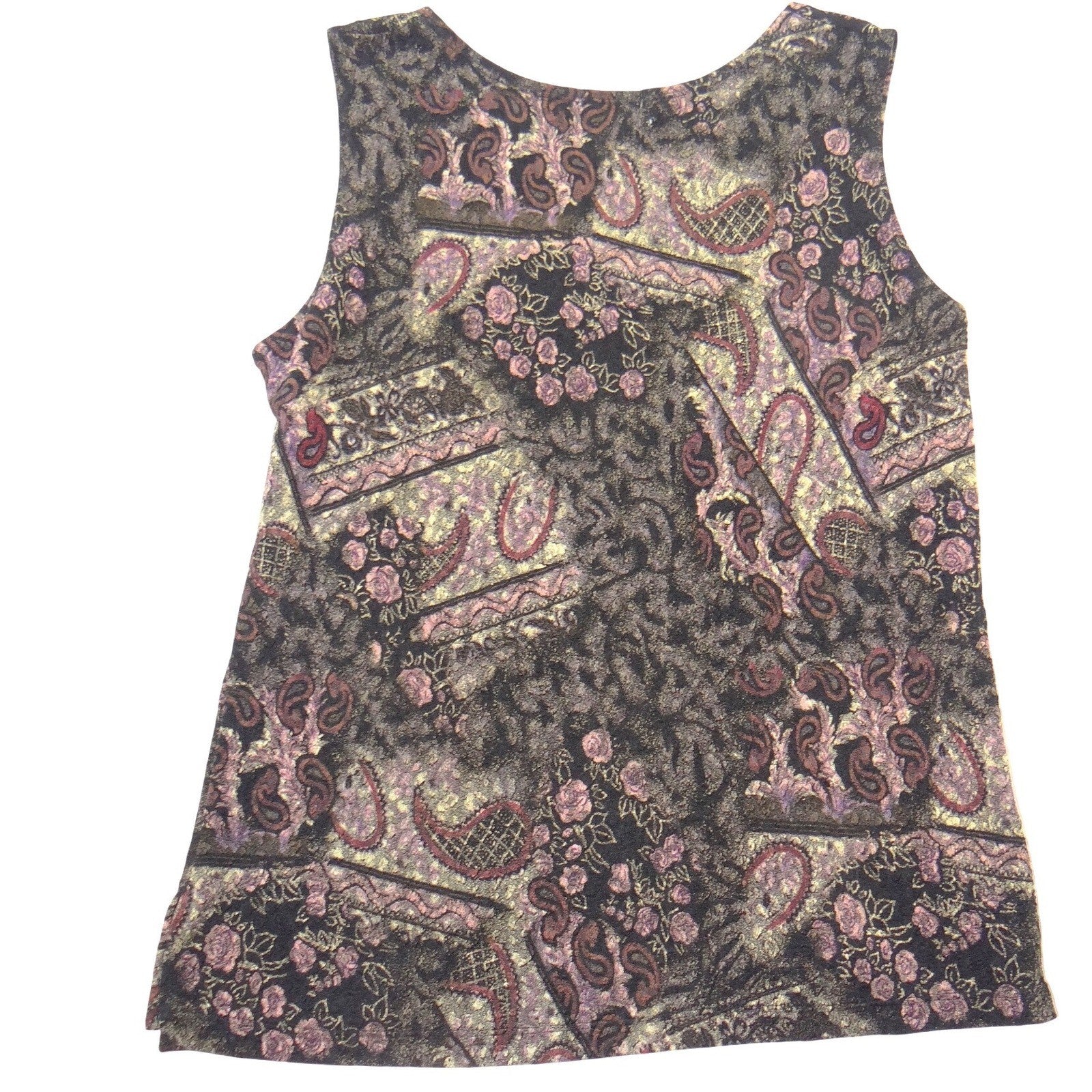 Choices Womens Purple Paisley Floral 2 Piece Cardigan and Tank Set M Stretchy