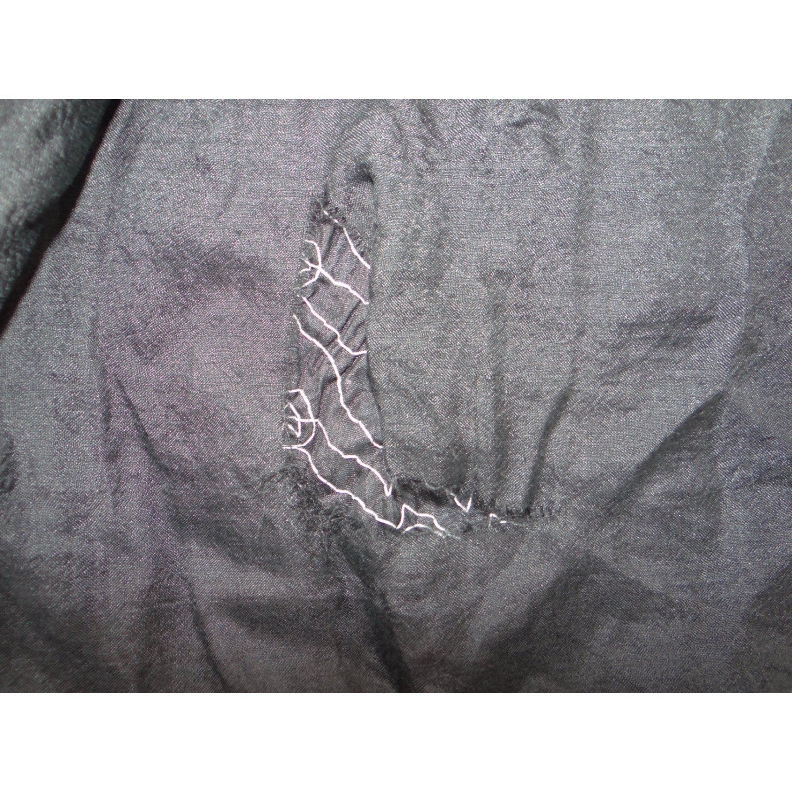 Vintage B'way Rose Vintage 100% Silk Beaded Sequin Vest Black Silver Chevron-ish