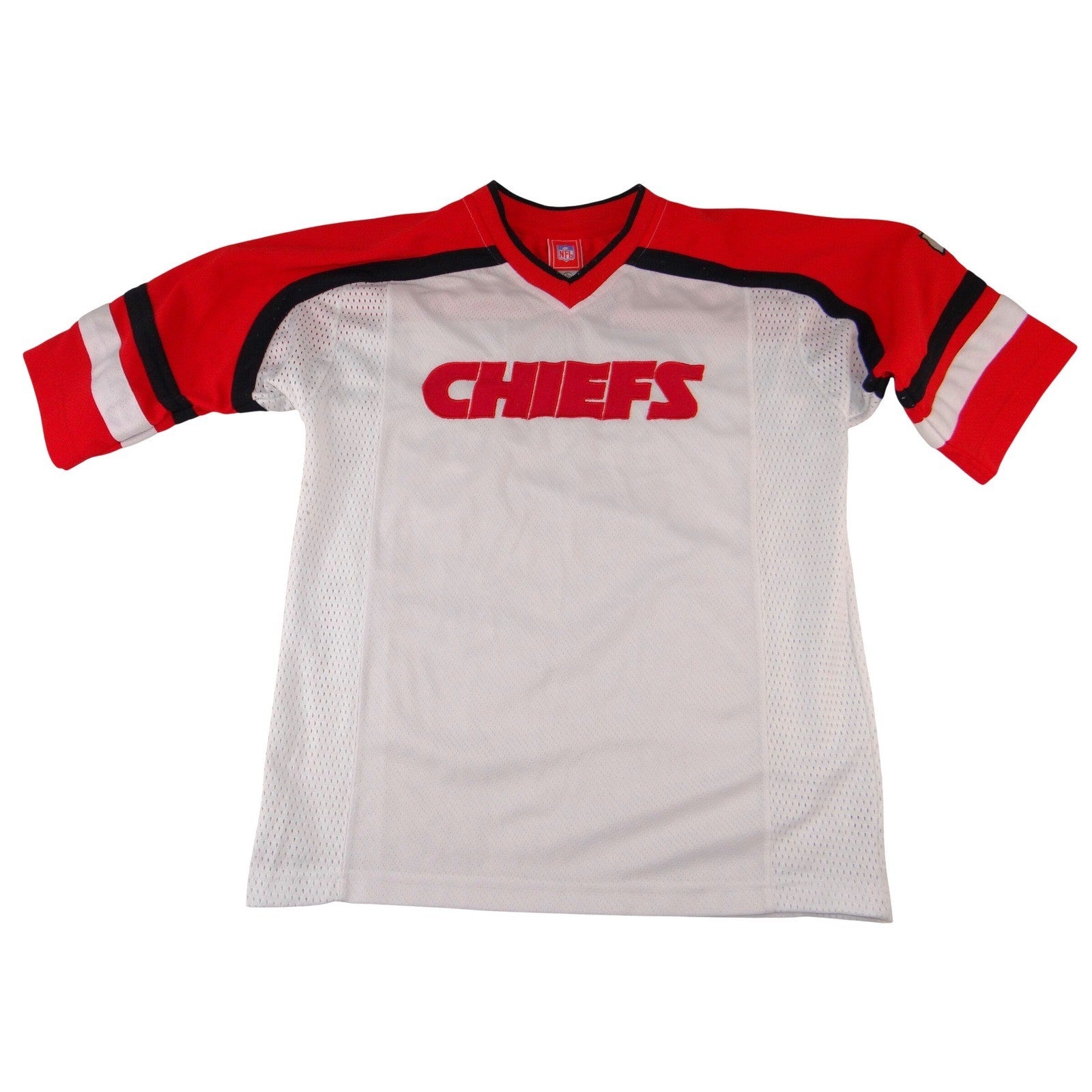 NFL Kansas City Chiefs Jersey White Red Mesh V-Neck Youth Large 16/18