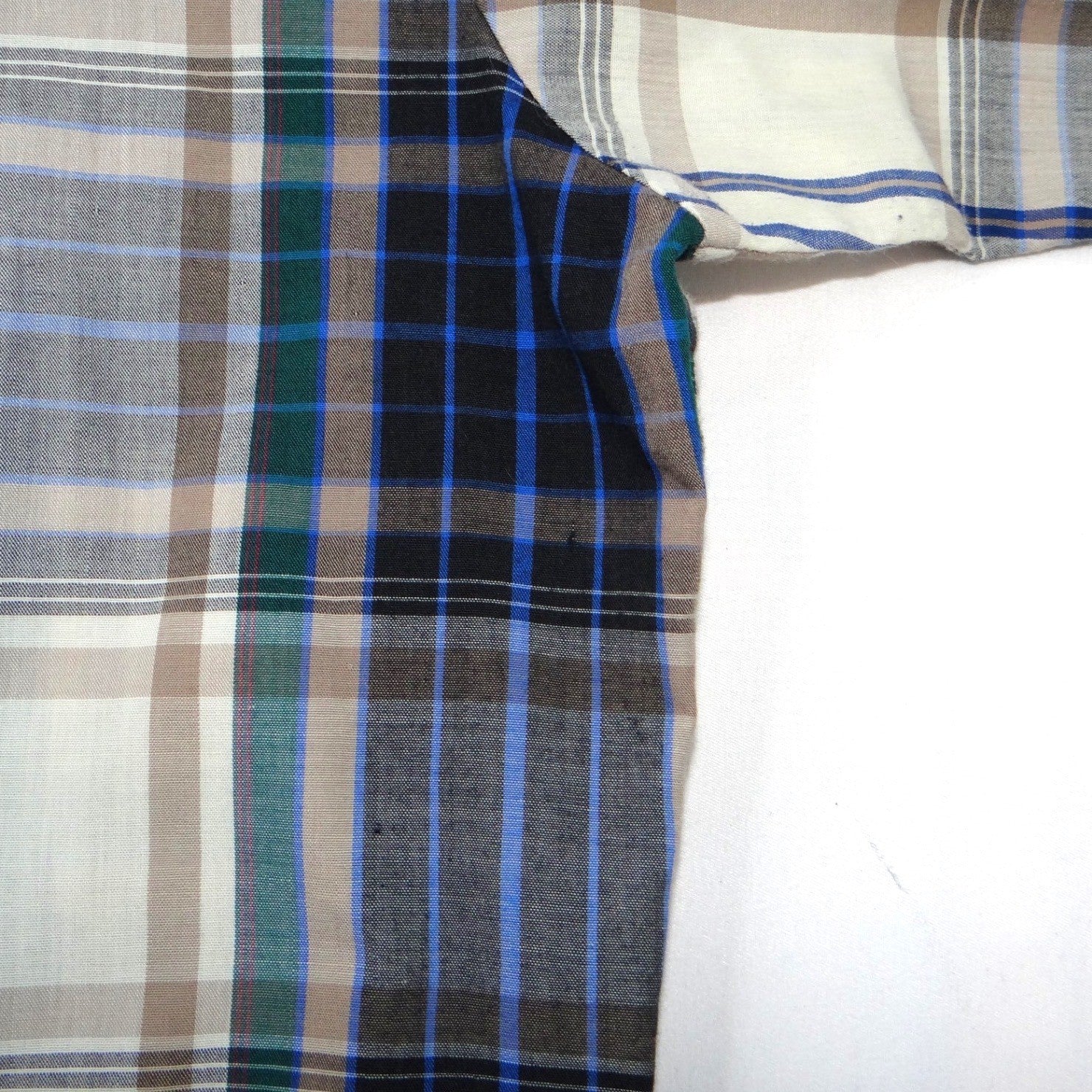 ELY PLAINS Mens Plaid Western Shirt Short Sleeve Pearl Snap Size M