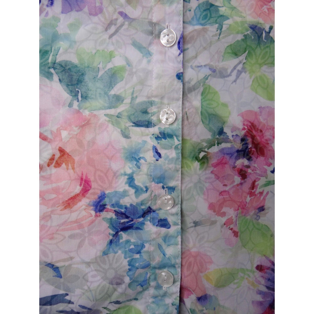 Alfred Dunner Petite Floral Print Short Sleeve Button Up Shirt Women's PS