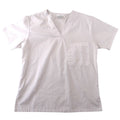 White V-Neck Medical Scrub Top Short Sleeve Chest Pocket Workwear Womens