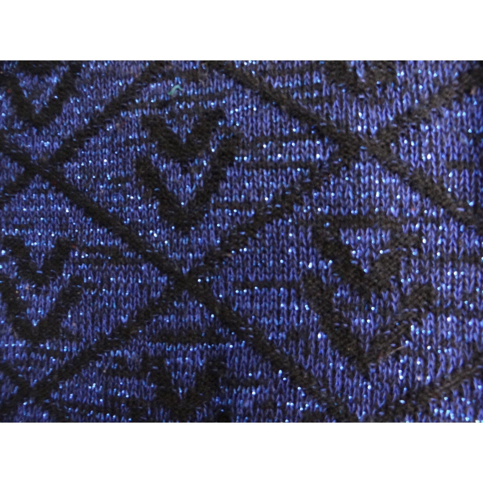 Vintage PRIVATE EYES Sparkle Blue Black Geometric Mock Neck Knit Sweater Women's