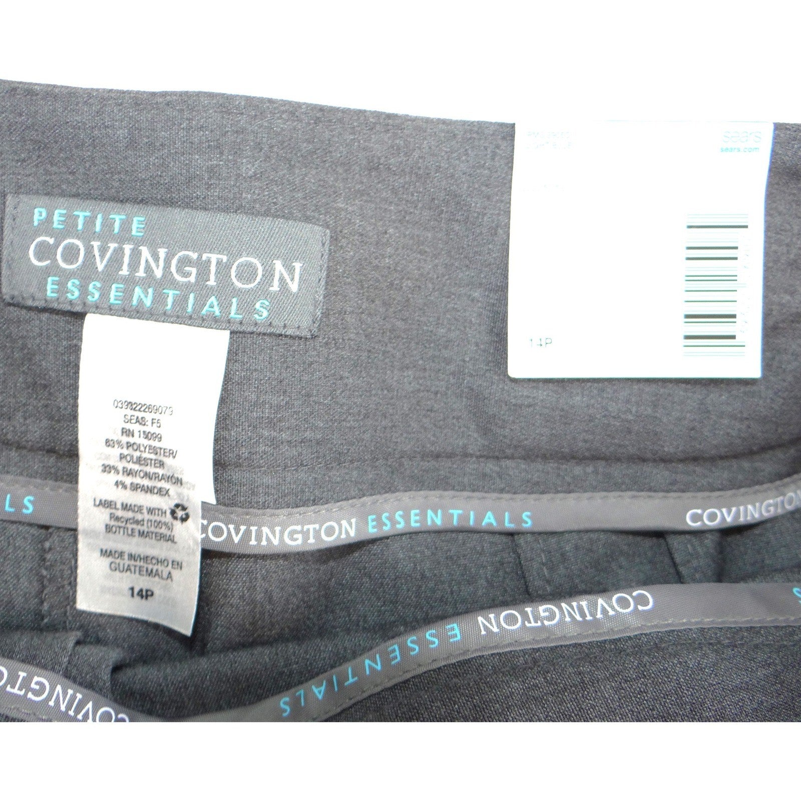 NWT Covington Essentials Petite Curvy Fit Wide Leg Dress Pants Gray 14P