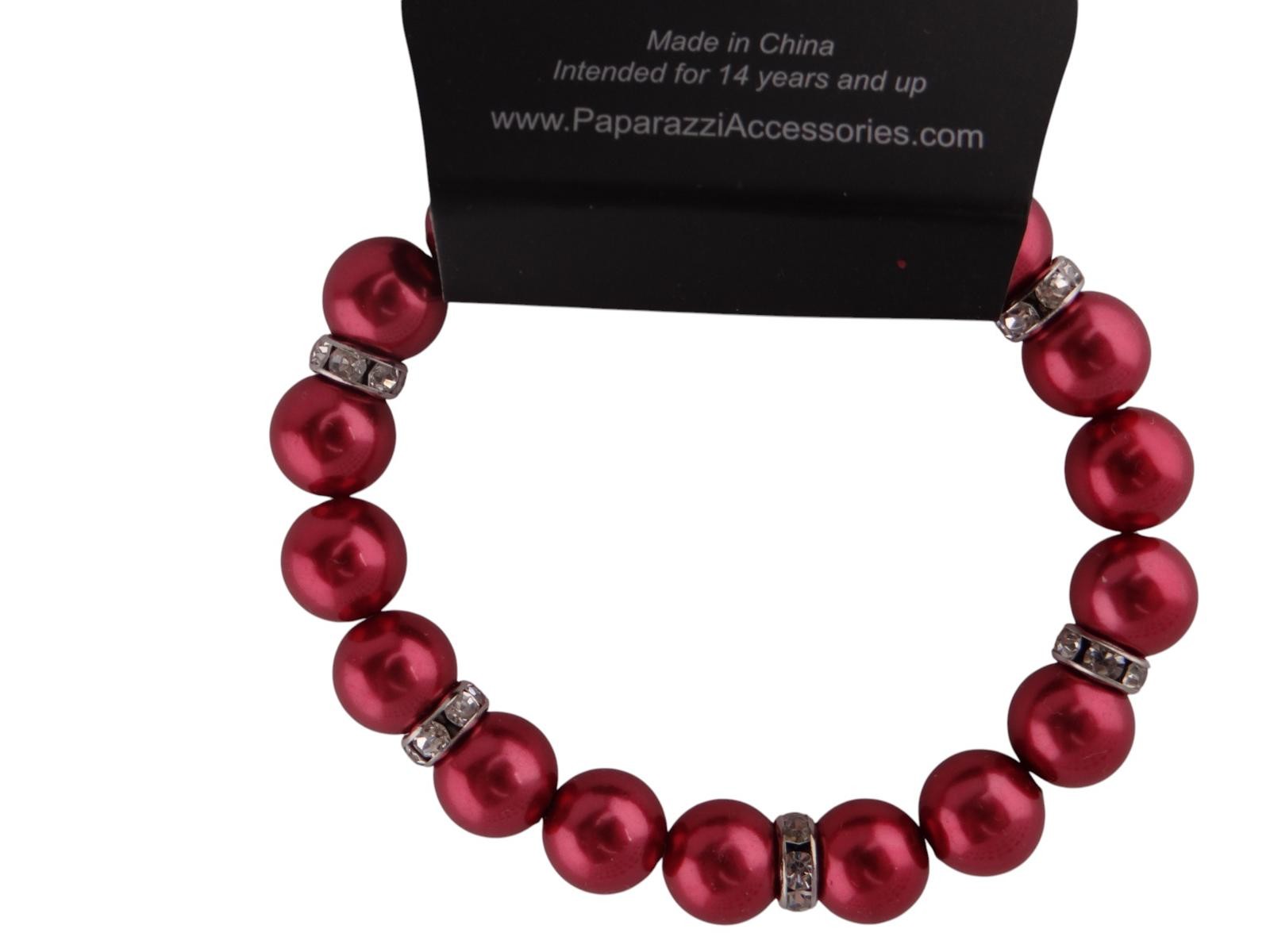 Paparazzi Red Beaded Bracelet with Silver Accents