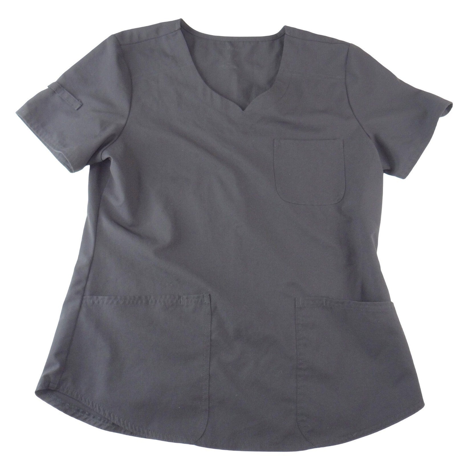 ScrubStar Womens Black V-Neck Short Sleeve Scrub Top Pockets Size Medium
