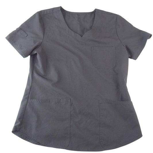 ScrubStar Womens Black V-Neck Short Sleeve Scrub Top Pockets Size Medium