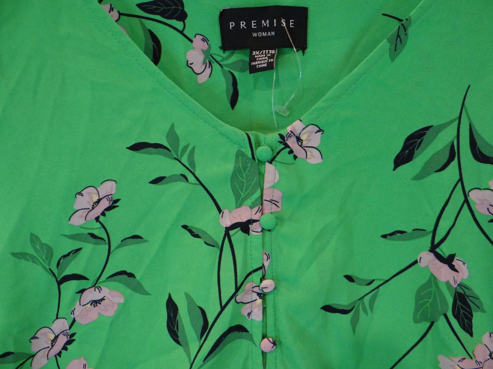 Premise Woman Green Floral Button-Up Blouse - NWT - 3X