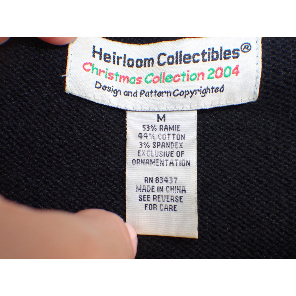 Vintage Heirloom Collectibles Sweater Cardigan Snowflake Beaded Sequin Black M
