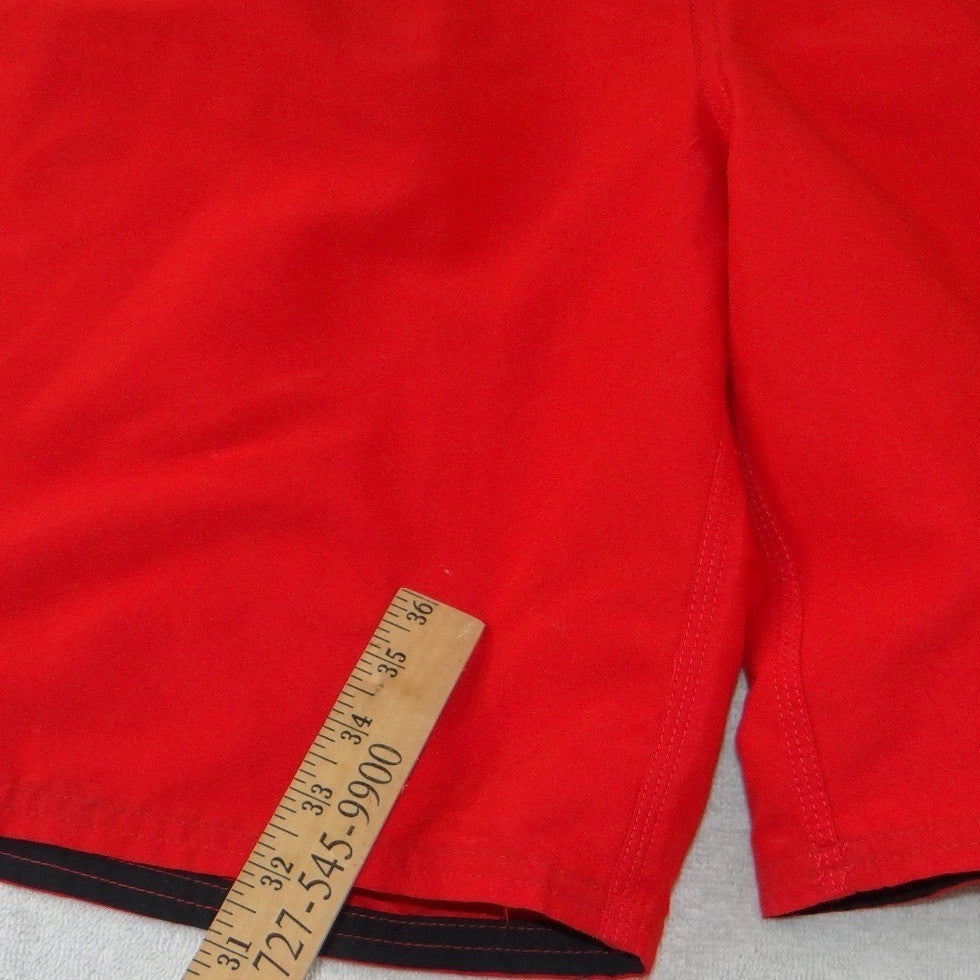 Nike Mens Red Colorblock Swim Trunks Board Shorts Mesh Lined Large