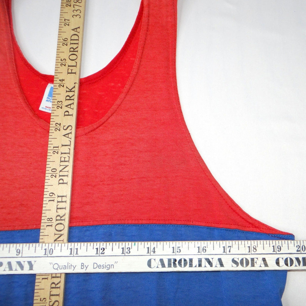 VTG Russell Athletic Men Red Blue Stripe Tank Top Athletic Fit Sz Large USA Made