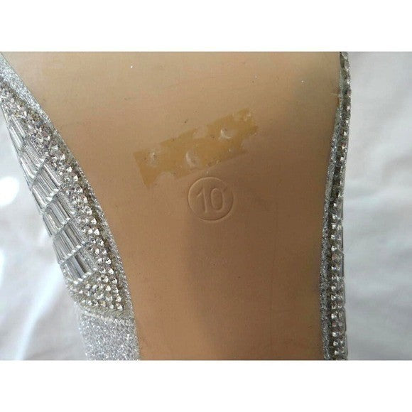 De Blossum Collection Stunning Unique Silver Mirror Mosaic High Heel Pumps Sz 10