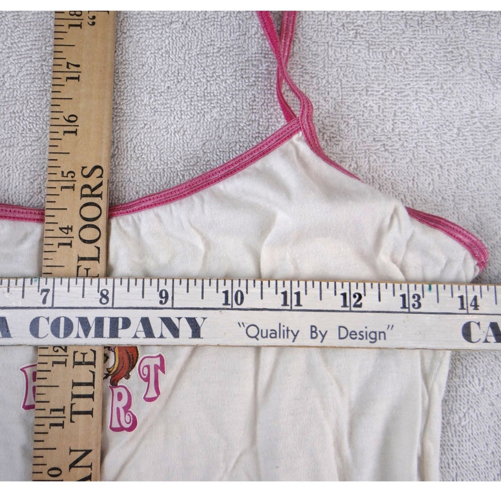 Peeping Tom Flirt Graphic Camisole Tank Top White Pink Y2K Anime Girl Large