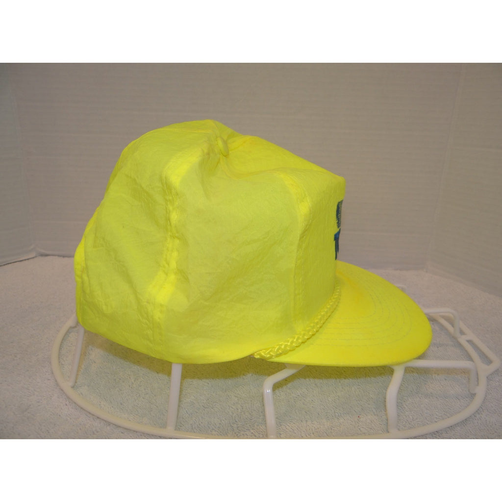 Vintage USA Today Hat Neon Yellow Nylon Rope Snapback Cap 90s Media Promo