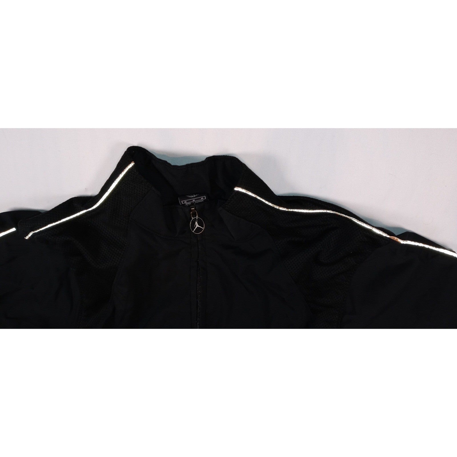Jordan Black Track Jacket Reflective Stripe Full Zip Men's Medium Athletic