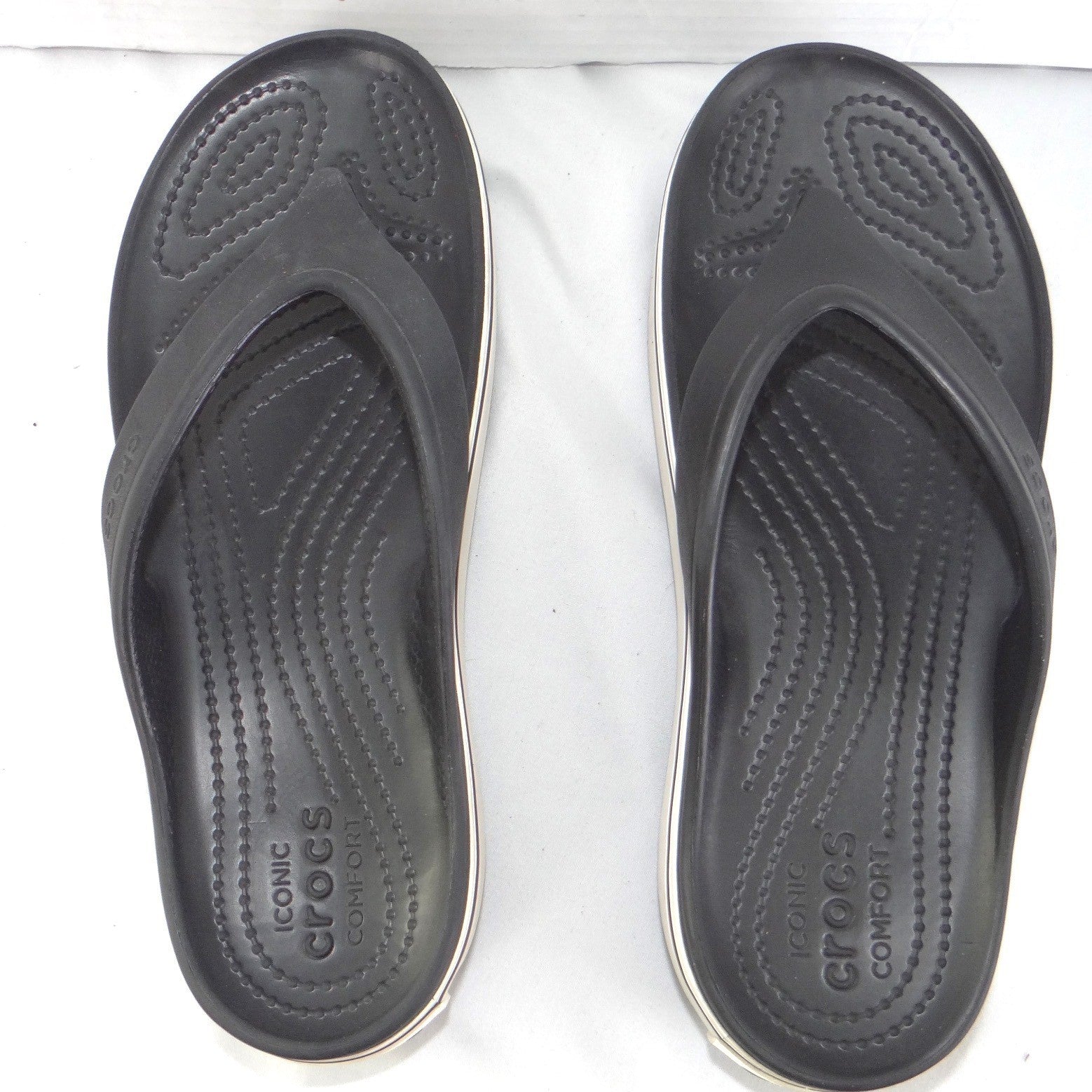 Crocs Crocband Platform Flip Sandals Black White Womens 8 Mens 6 Thong Flatform