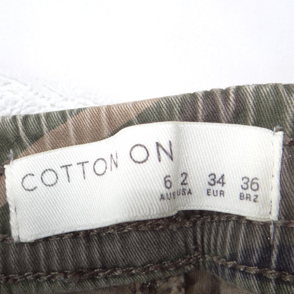 Cotton On Womens Camo Jogger Pants Green Camouflage Utility Drawstring Size 2
