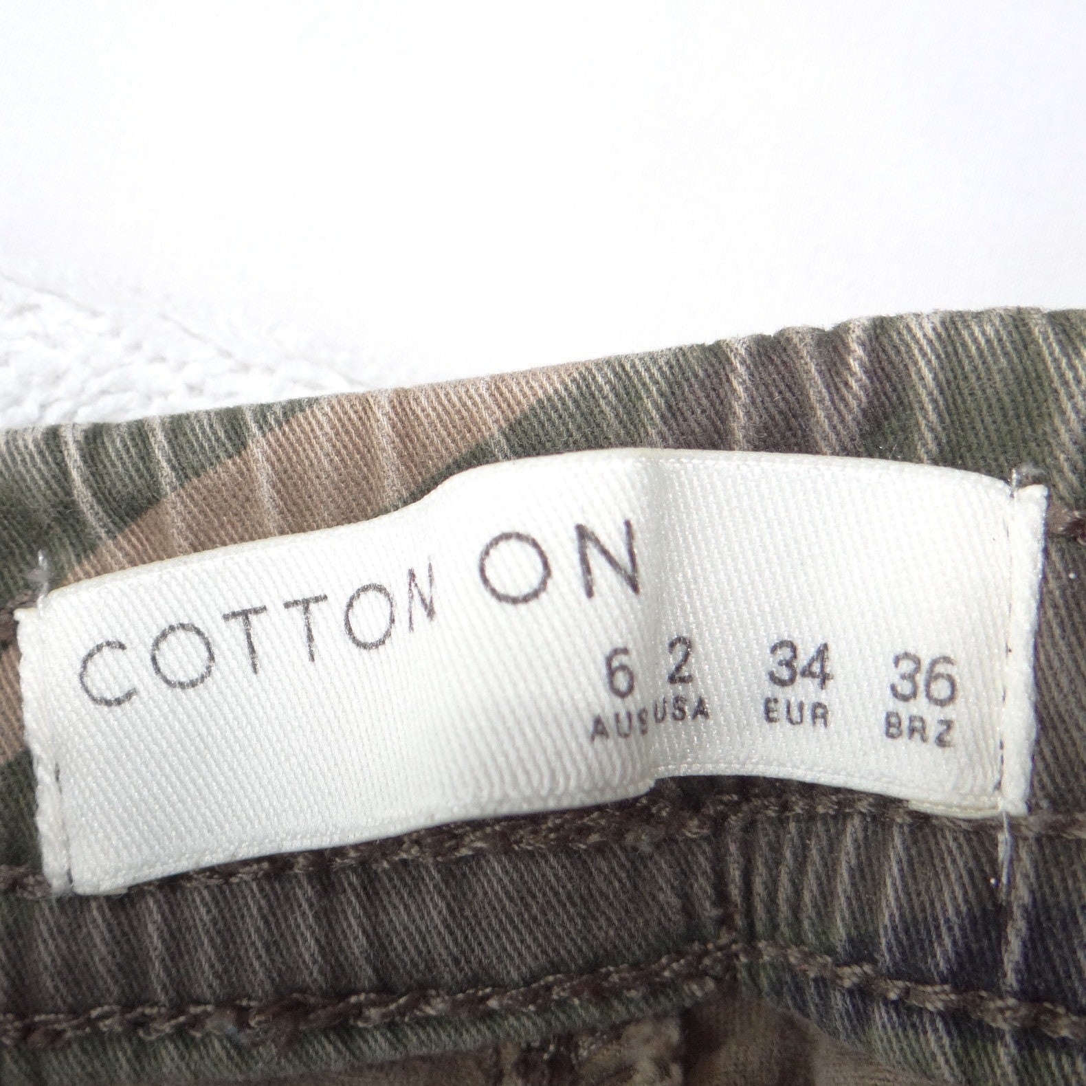 Cotton On Womens Camo Jogger Pants Green Camouflage Utility Drawstring Size 2
