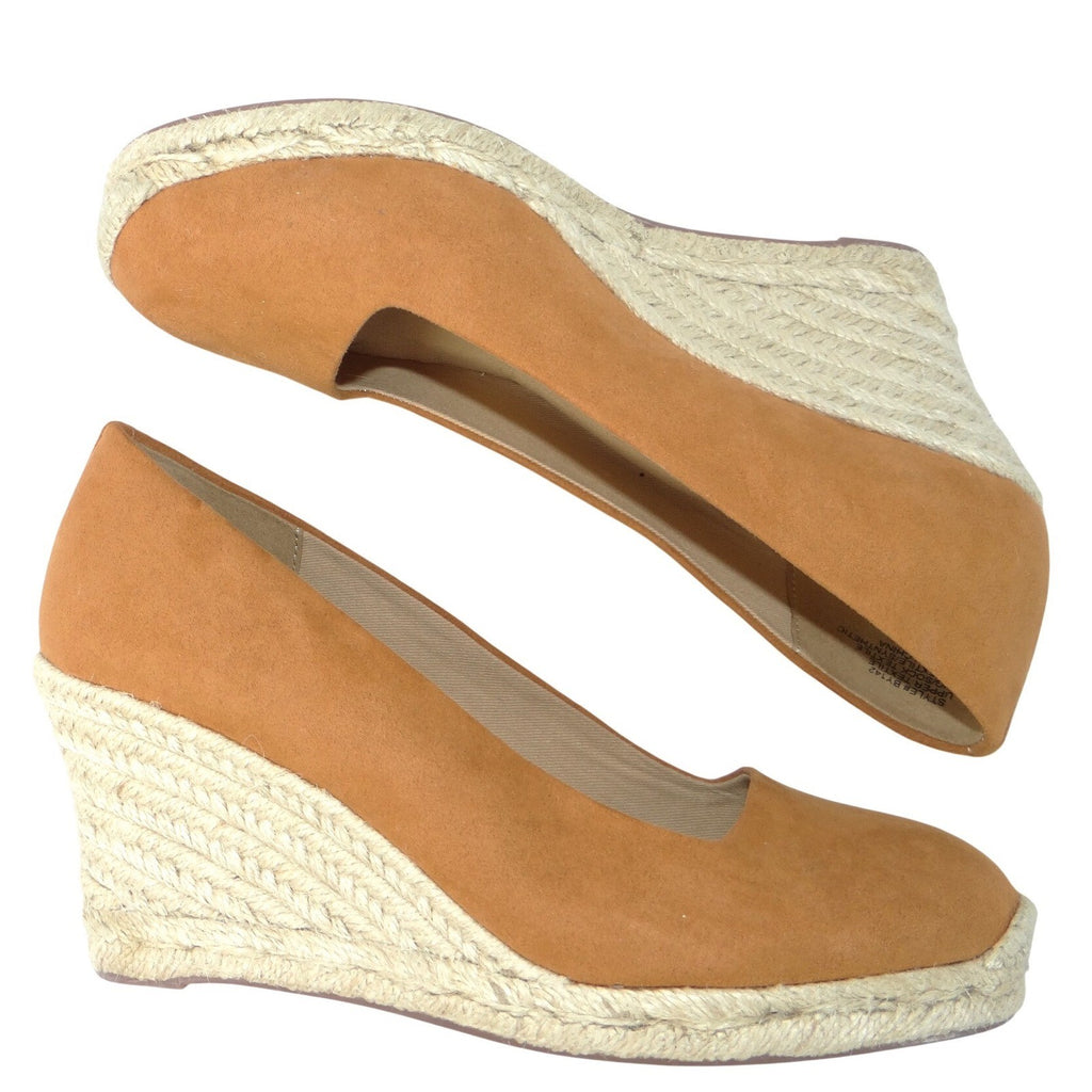 J. Crew Womens Tan Faux Suede Espadrille Wedge Pumps Camel Size 6.5