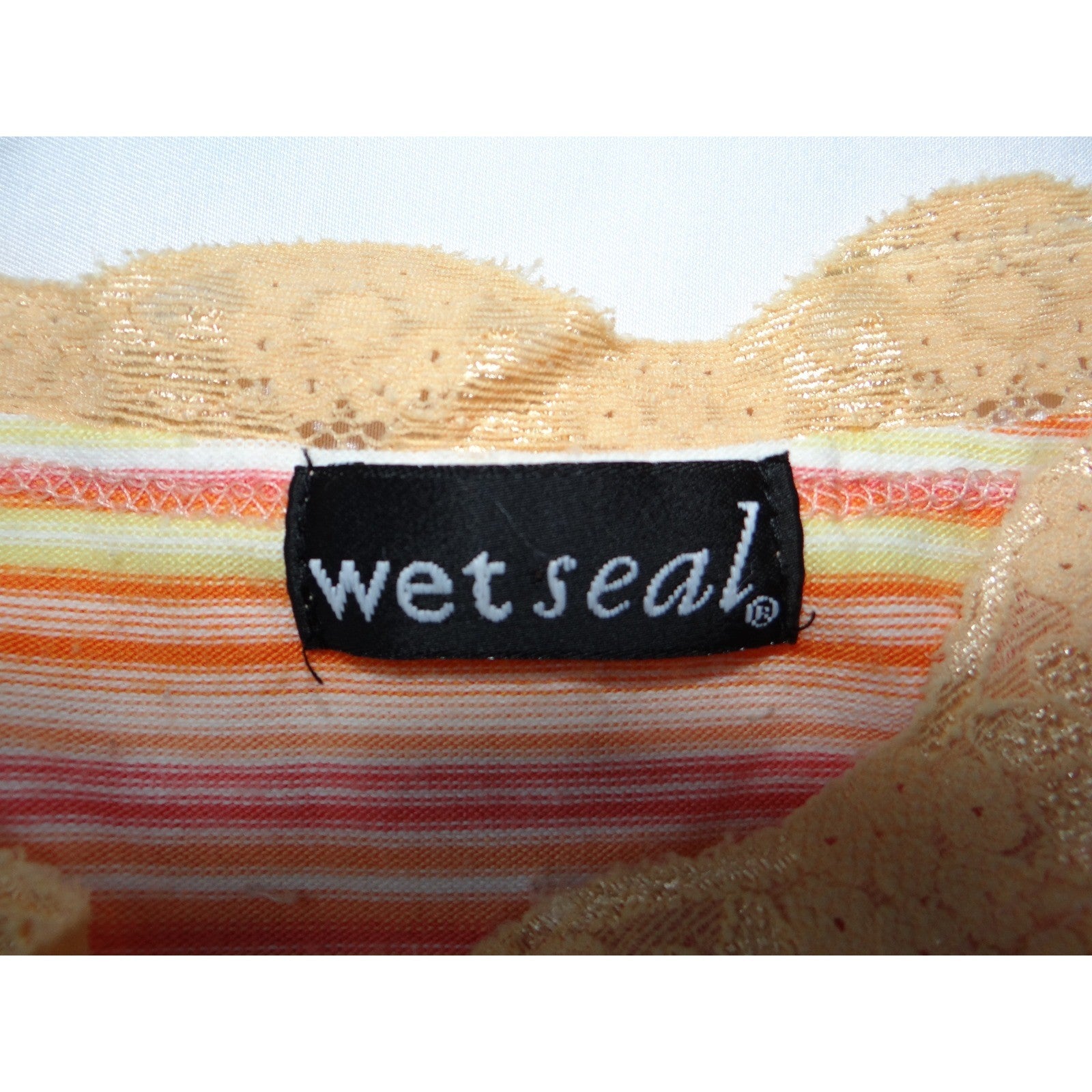 Y2K Wet Seal Lace Trim Striped Cami & American Eagle Ribbed Tank Top Bundle 2pc