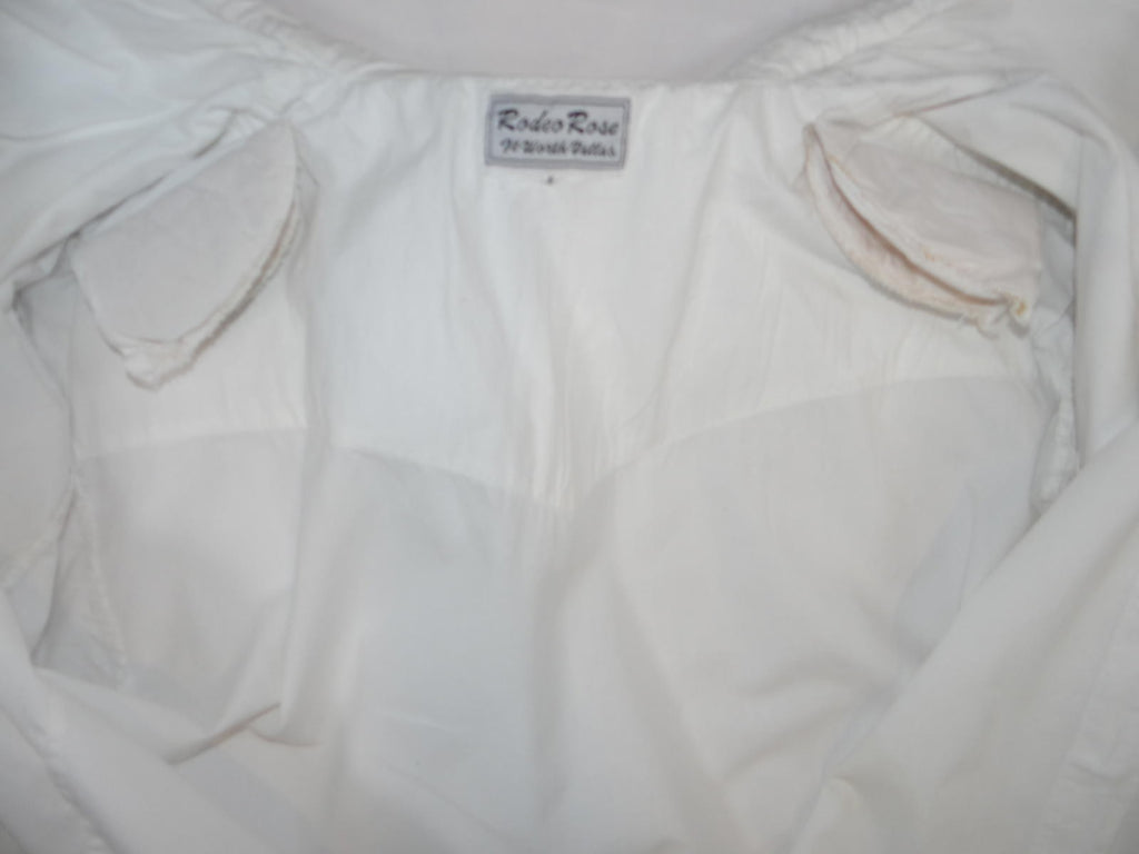 Vintage White Rodeo Rose Cowgirl Western Style Button Up Size Small