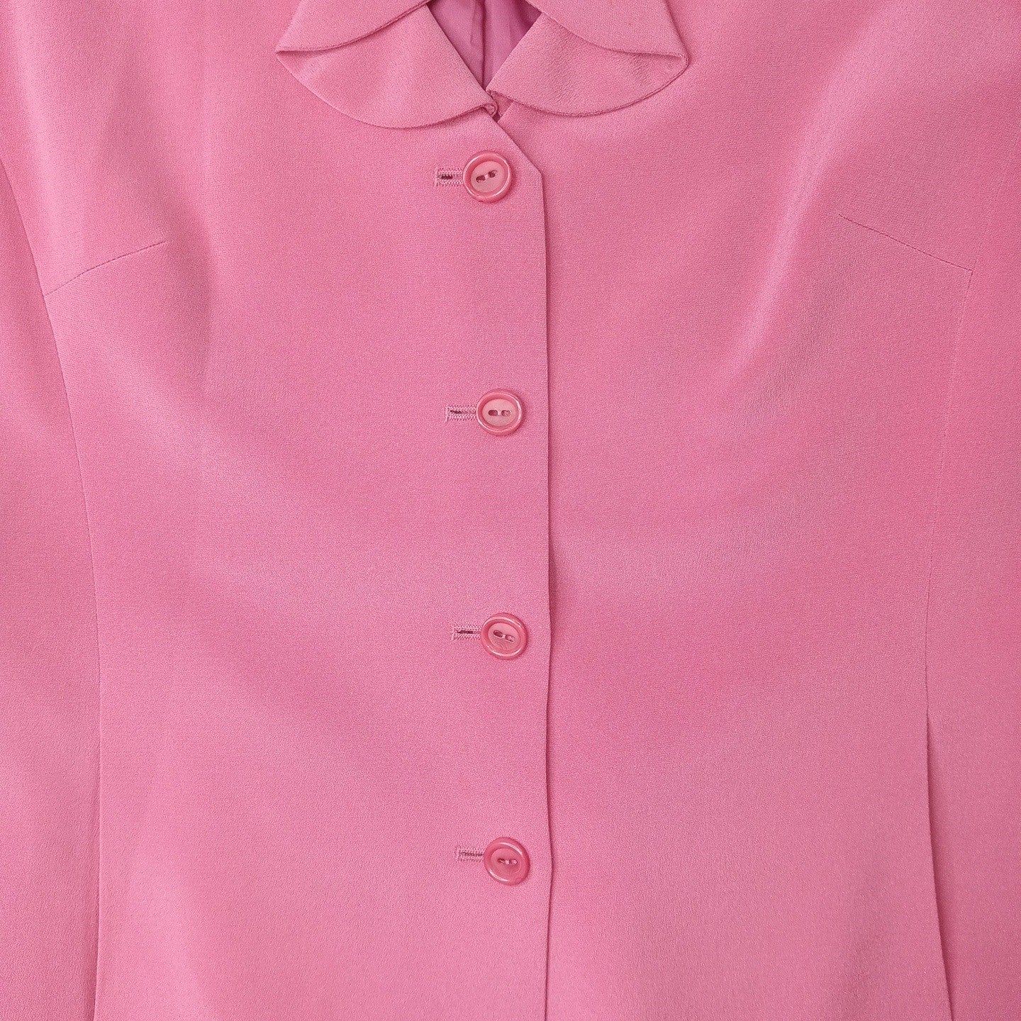 VTG Preston & York Silk Pink Blazer Skirt Suit Womens 12 Short Sleeve Tailored