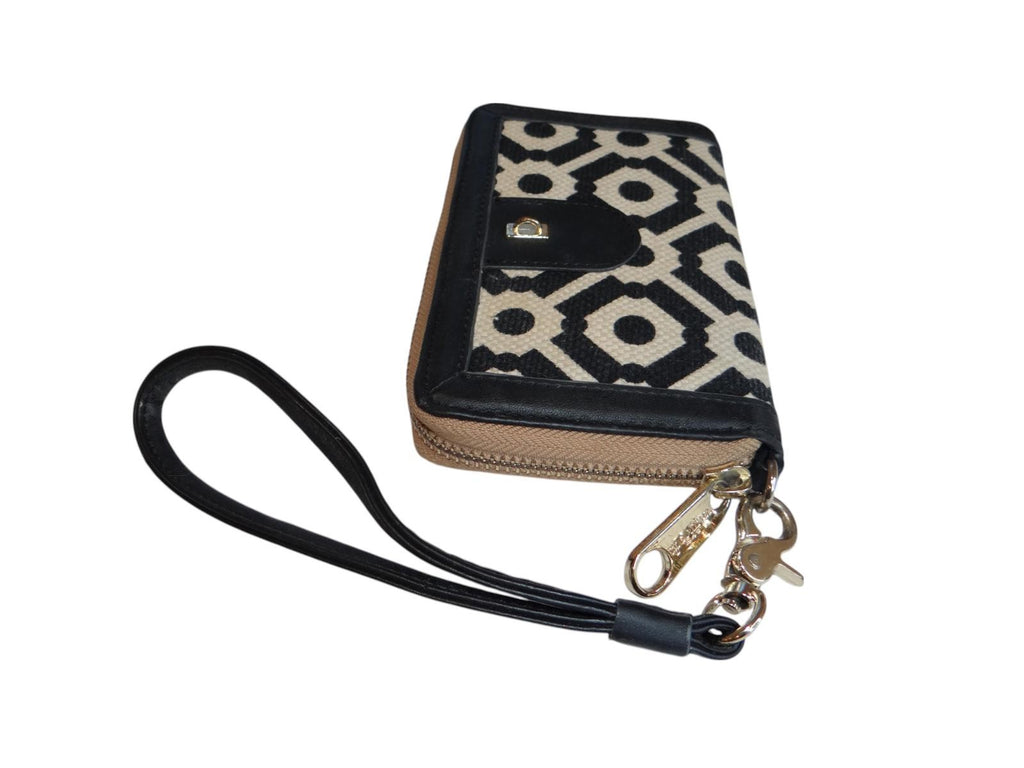 Sparrow Design Wristlet Wallet - Stylish Black and Cream Purse