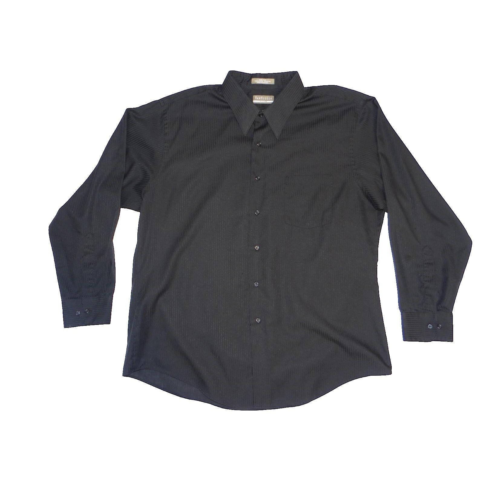 Van Heusen Men's Black Long Sleeve Dress Shirt - XL