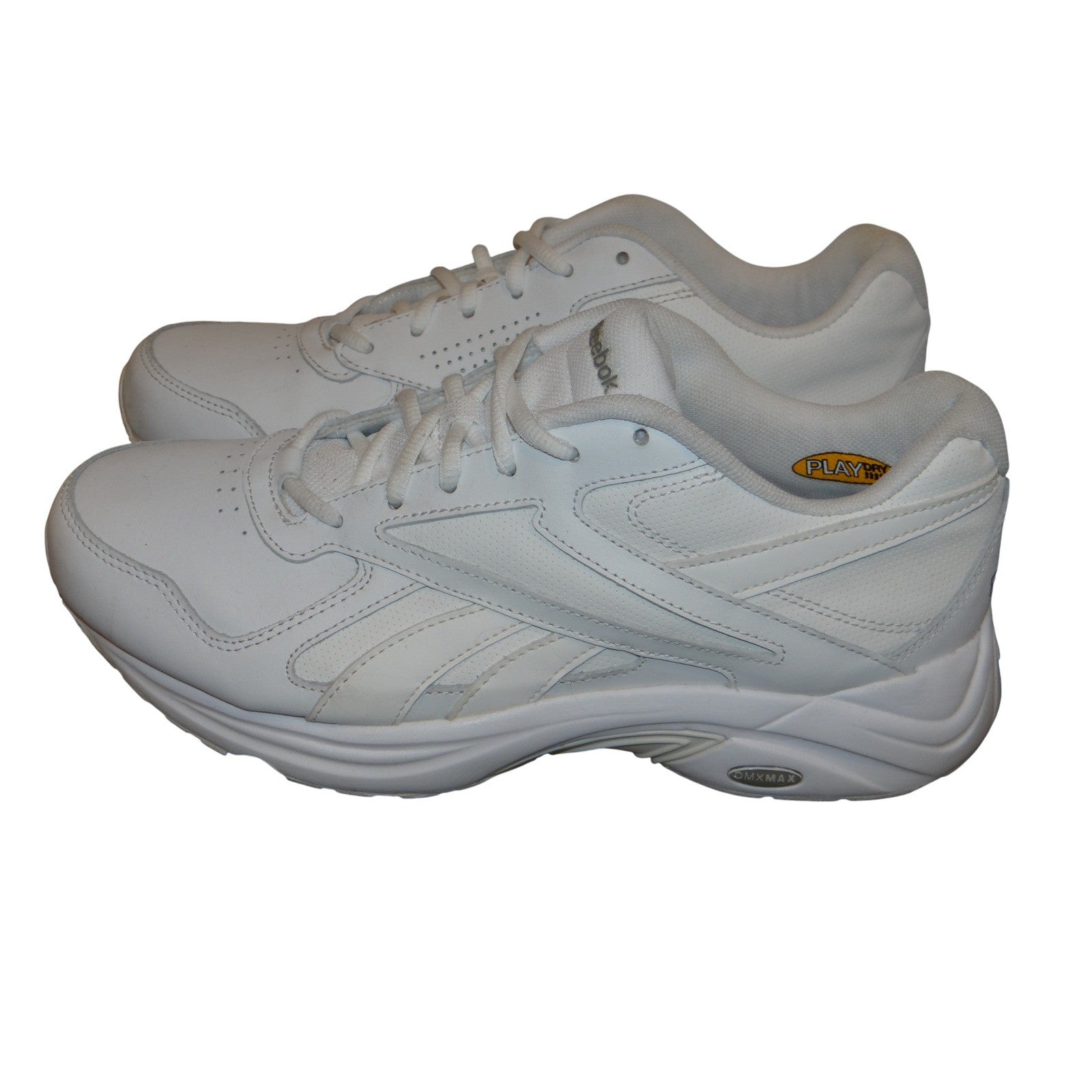 Reebok DMXMAX White Leather Wide 2E Walking Shoes Men's Size 8