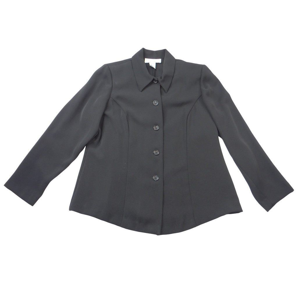 Allison Woods Womens Black Button Front Blazer Jacket Plus Size 16W