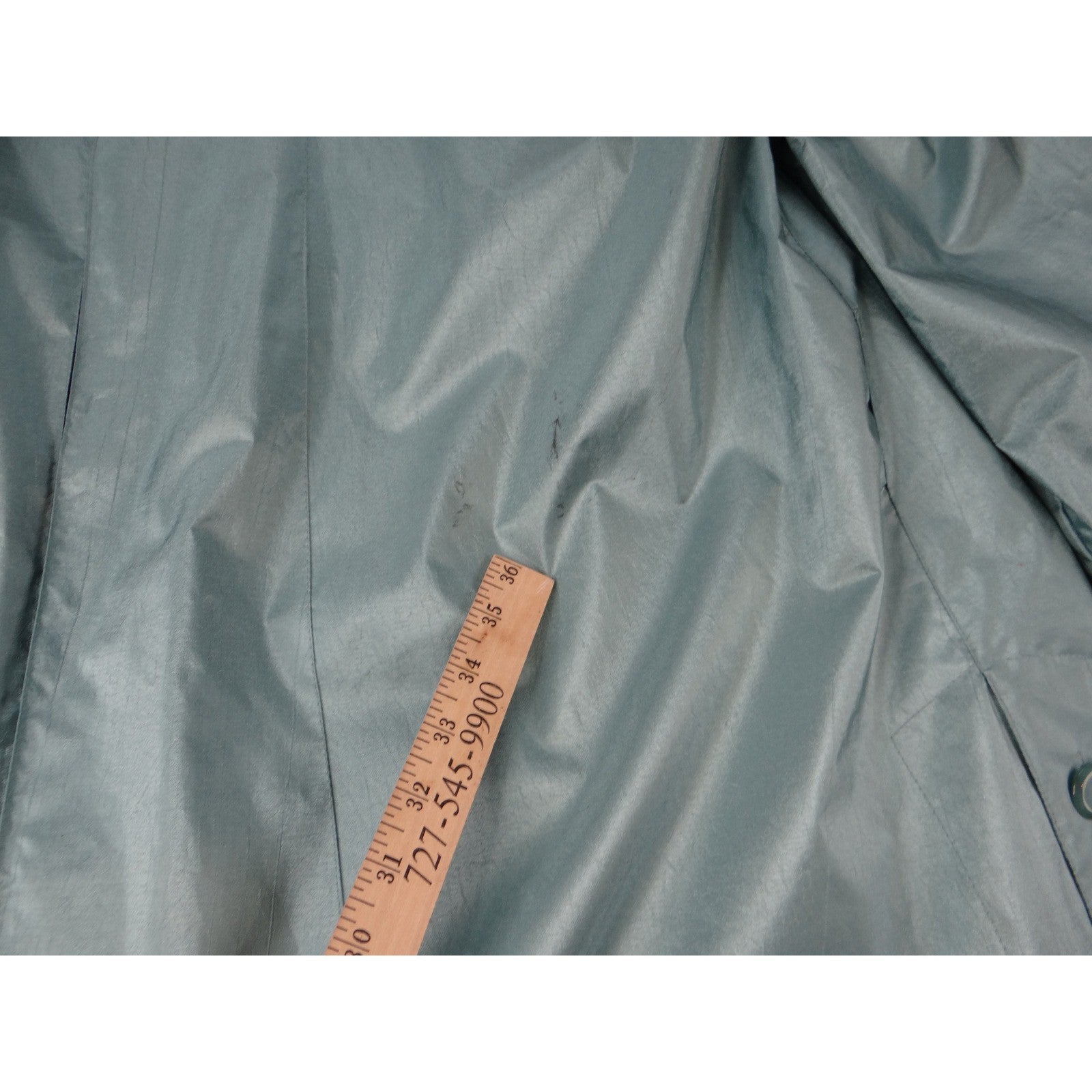 Vintage British Mist Teal Raincoat Women's Size 16 Trench Style Water Resistant