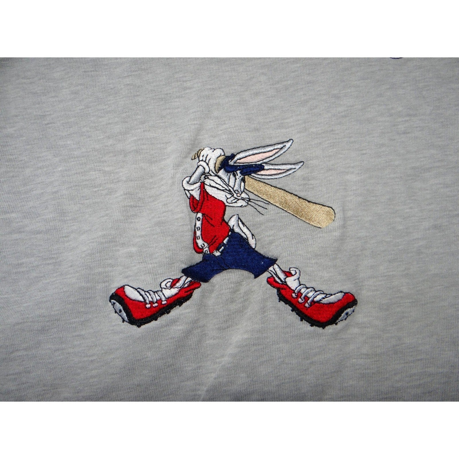 Vintage Embroidered Looney Tunes Bugs Bunny Taz Baseball Unique T Shirt Size L