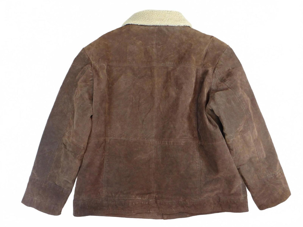 Stag Hill by Haband Men's Brown Leather Jacket with Sherpa Collar Size XL