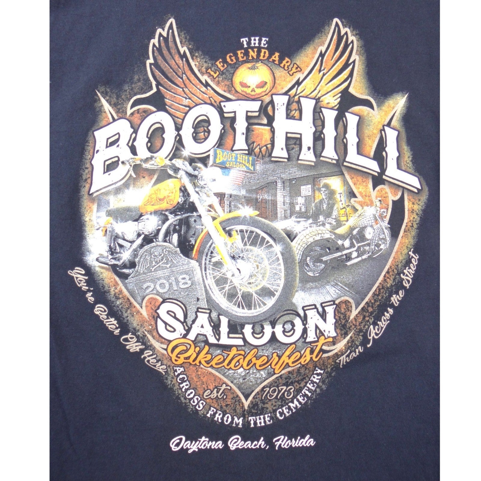 Boot Hill Saloon Biketoberfest 2018 Daytona Beach Black Pocket T-Shirt Mens M