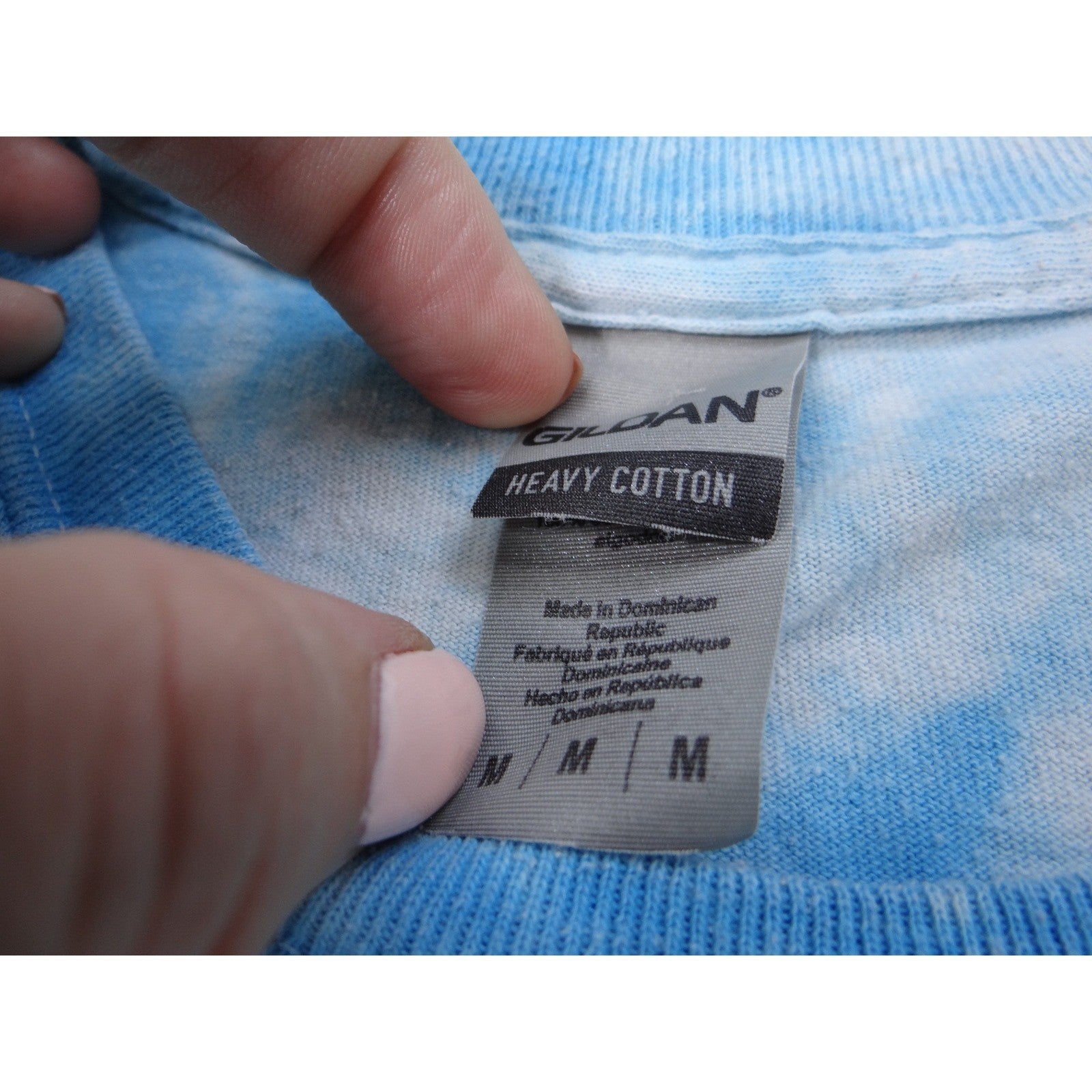 Gildan Tie Dye Mushroom Trippy Graphic Tee Shirt Blue White Size Medium