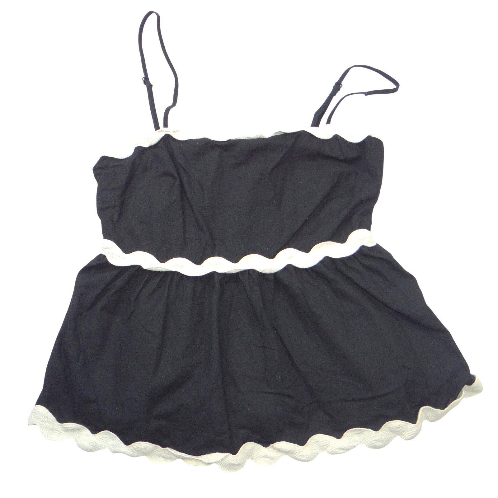 Petal + Pup Black Scalloped Peplum Cami Top Size S Rickrack Adjustable Strap