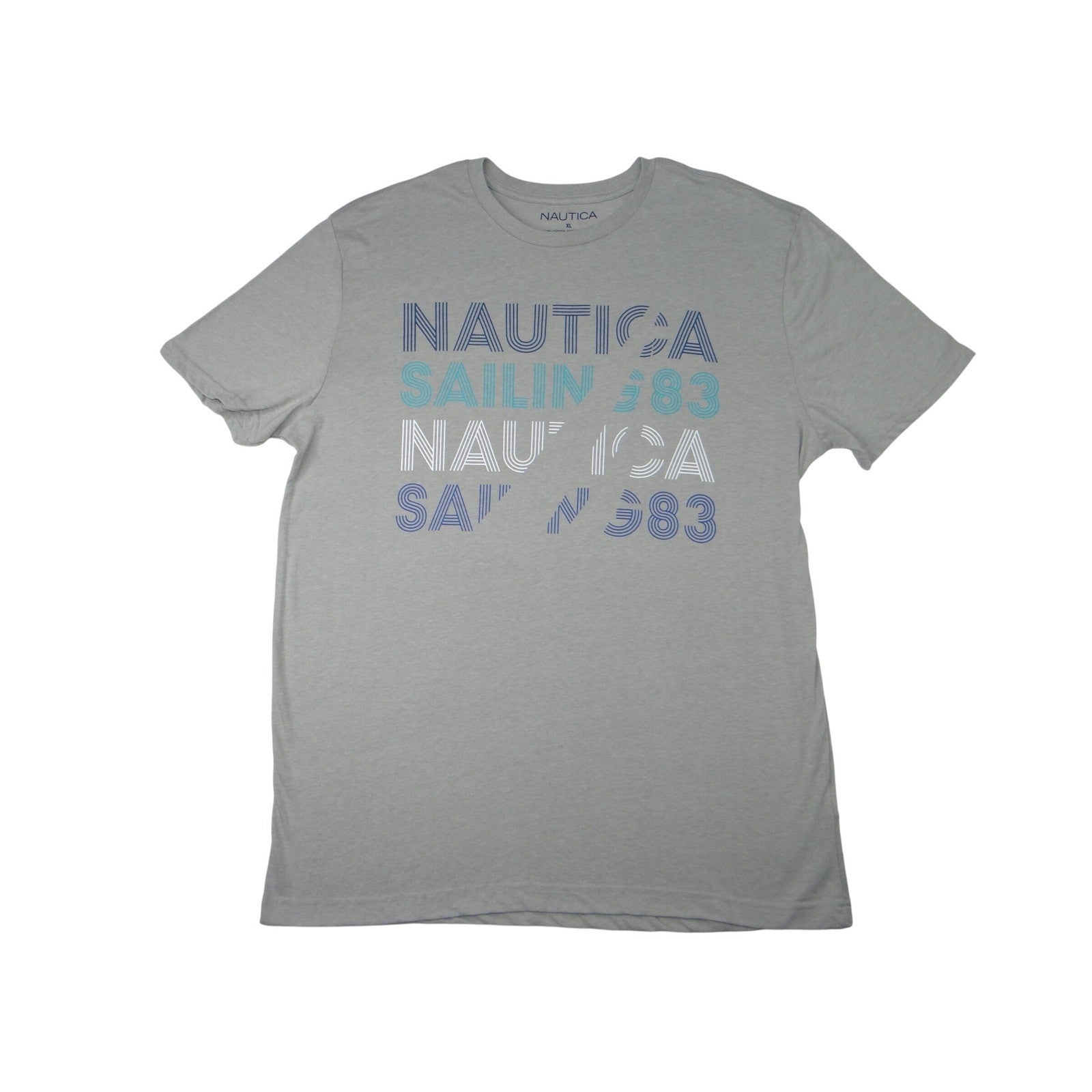 Nautica Sailin 83 Graphic T Shirt Gray XL Cotton Blend Short Sleeve Tee
